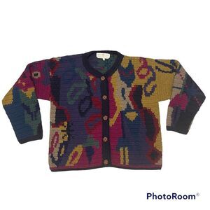 Peruvian Connection vintage cardigan button sweater RARE